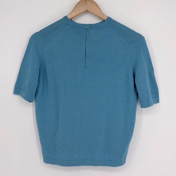 Pendleton 100% Virgin Wool Short Sleeve Crop Sweater Women’s Size 42 in Blue - Picture 3 of 5